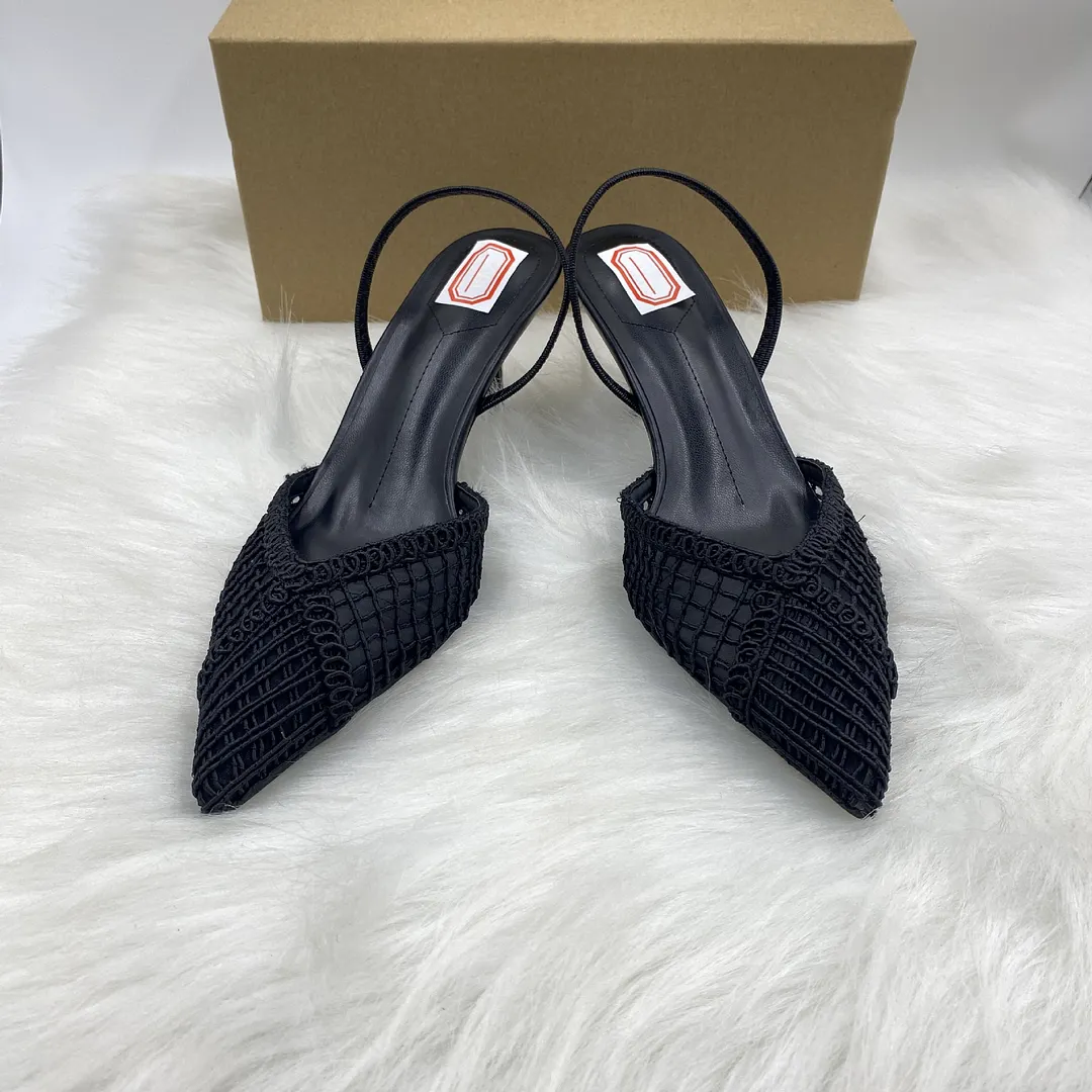 Breakj Breakj Home 2025 New Pointed High Heels Coarse French Small Design Hollow Weaving Temperament Buntret