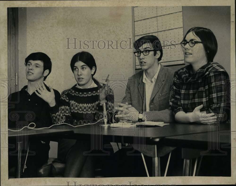 Press Photo Poster painting Students attend meeting at Bethlehem Central High School, New York