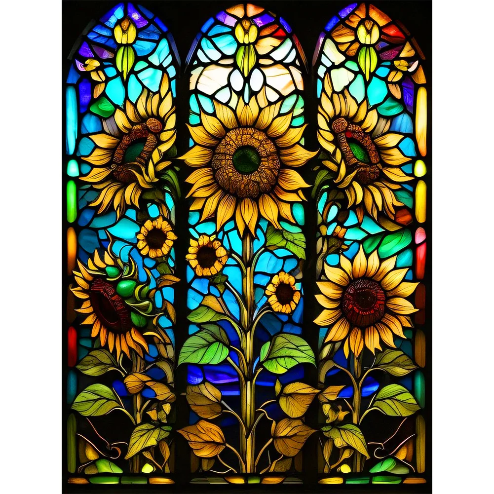 Diamond Painting - Full Round Drill - Stained Glass Sunflower(40*50cm)
