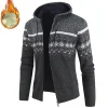 Men's Ethnic Knitted Full Zip Warm Hooded Sweater by Inlyline
