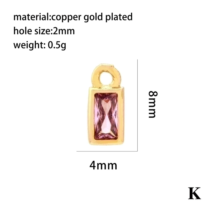Casual Minimalist Round Rectangle Copper Plating Inlay Zircon 18k Gold Plated Charms