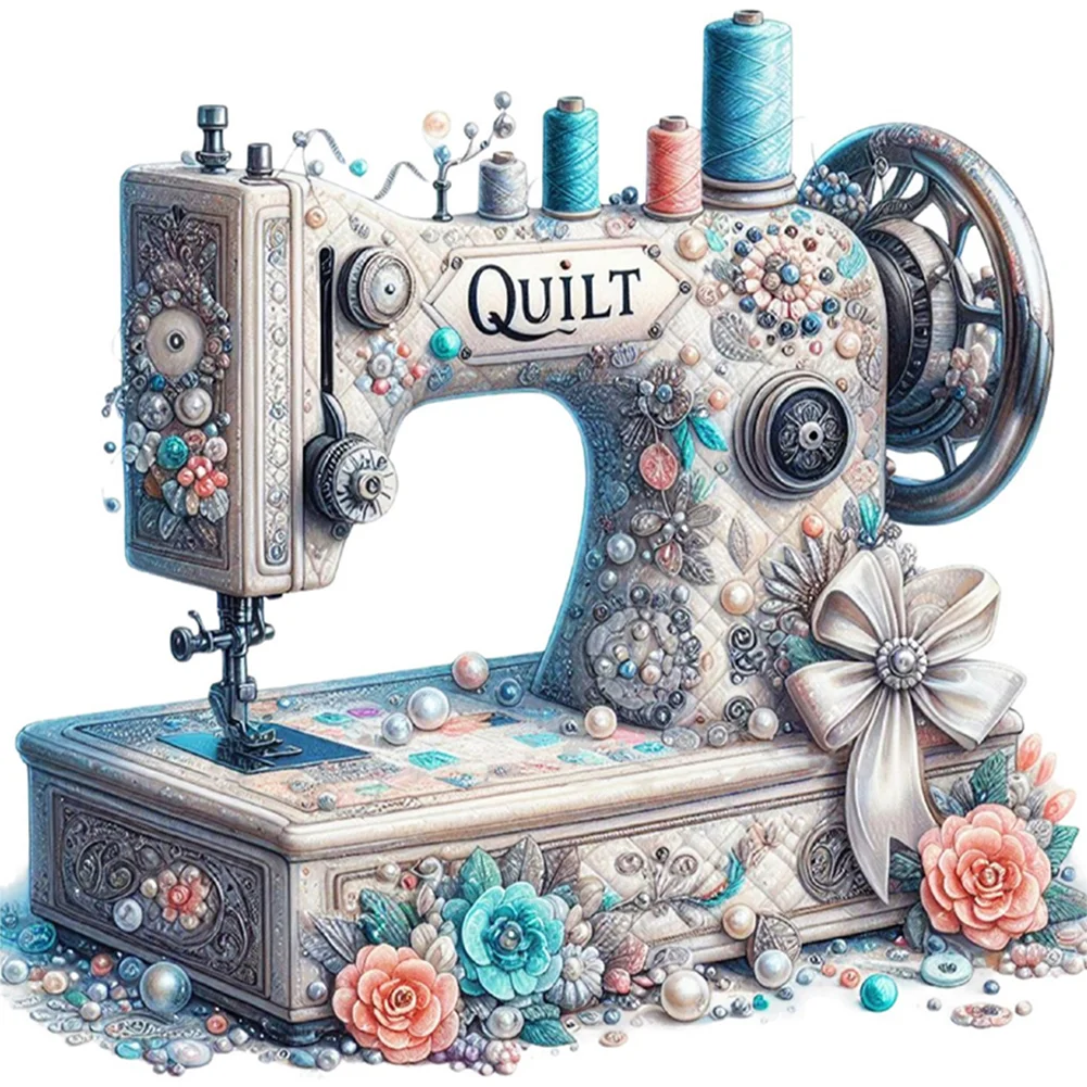 14CT Full Stamped Cross Stitch - Sewing Machine(Canvas|40*40CM)