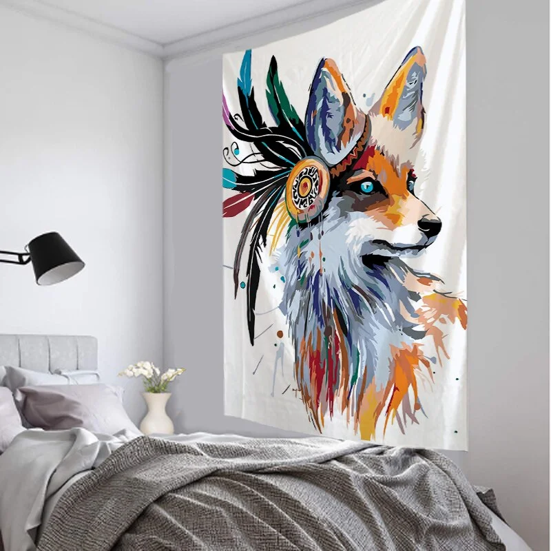 lion tapestry printed oil painting art tapestry psychedelic animal Cartoonwall hanging beach towelHanging Kids Room Decor