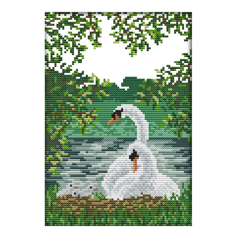 

White Swan - 14CT Stamped Cross Stitch - 19*27cm, 501 Original