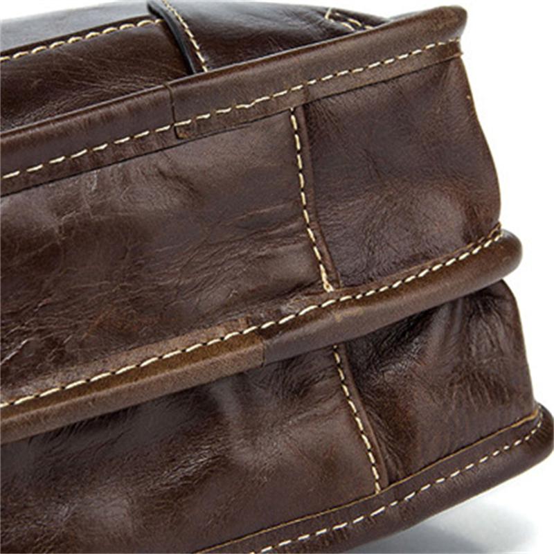 Business Leather Shoulder Bag Large-Capacity Casual 14-Inch Computer Handbag