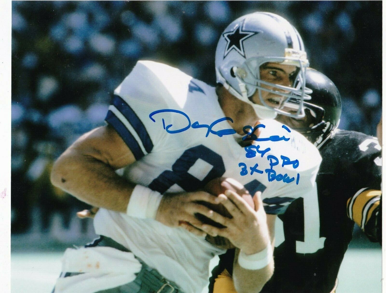 DOUG COSBIE DALLAS COWBOYS 3 X PRO BOWL ACTION SIGNED 8x10 Photo Poster painting