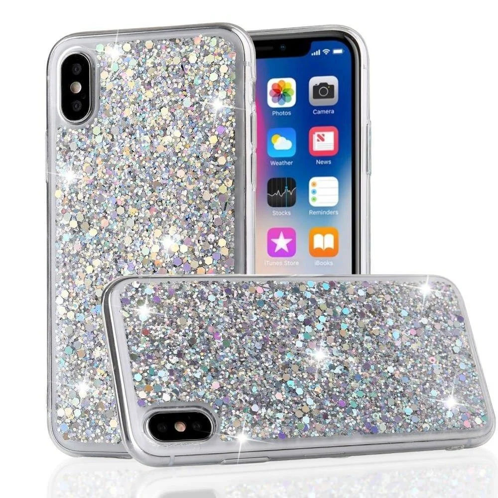 Luxury Glitter Sequins Soft Shockproof Silicone Case Cover for iPhone-VESSFUL