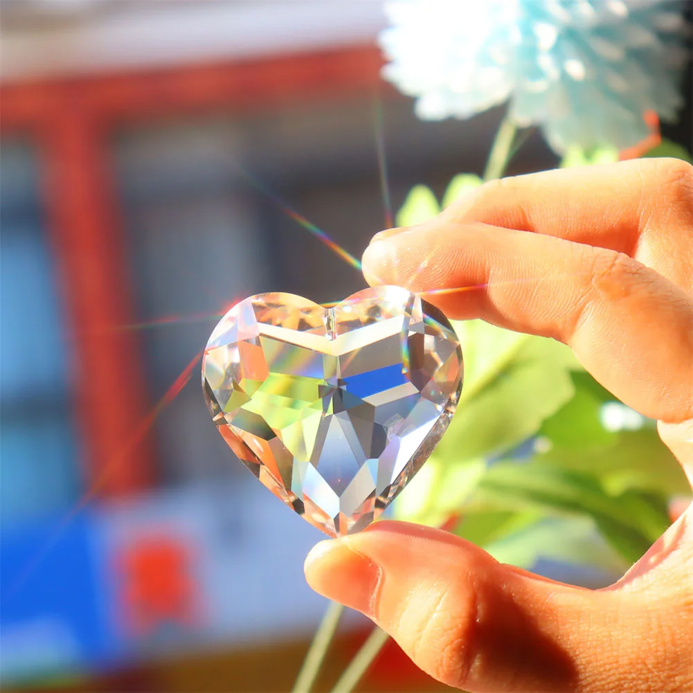 Colorful Crystal Prism Ball Pendulum Pendant for Garden Window (Heart)