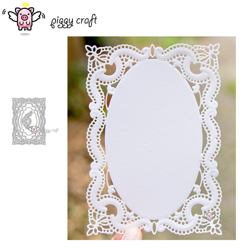 Piggy Craft metal cutting dies cut die mold Lace hole rectangular frame Scrapbook paper craft knife mould blade punch stencils