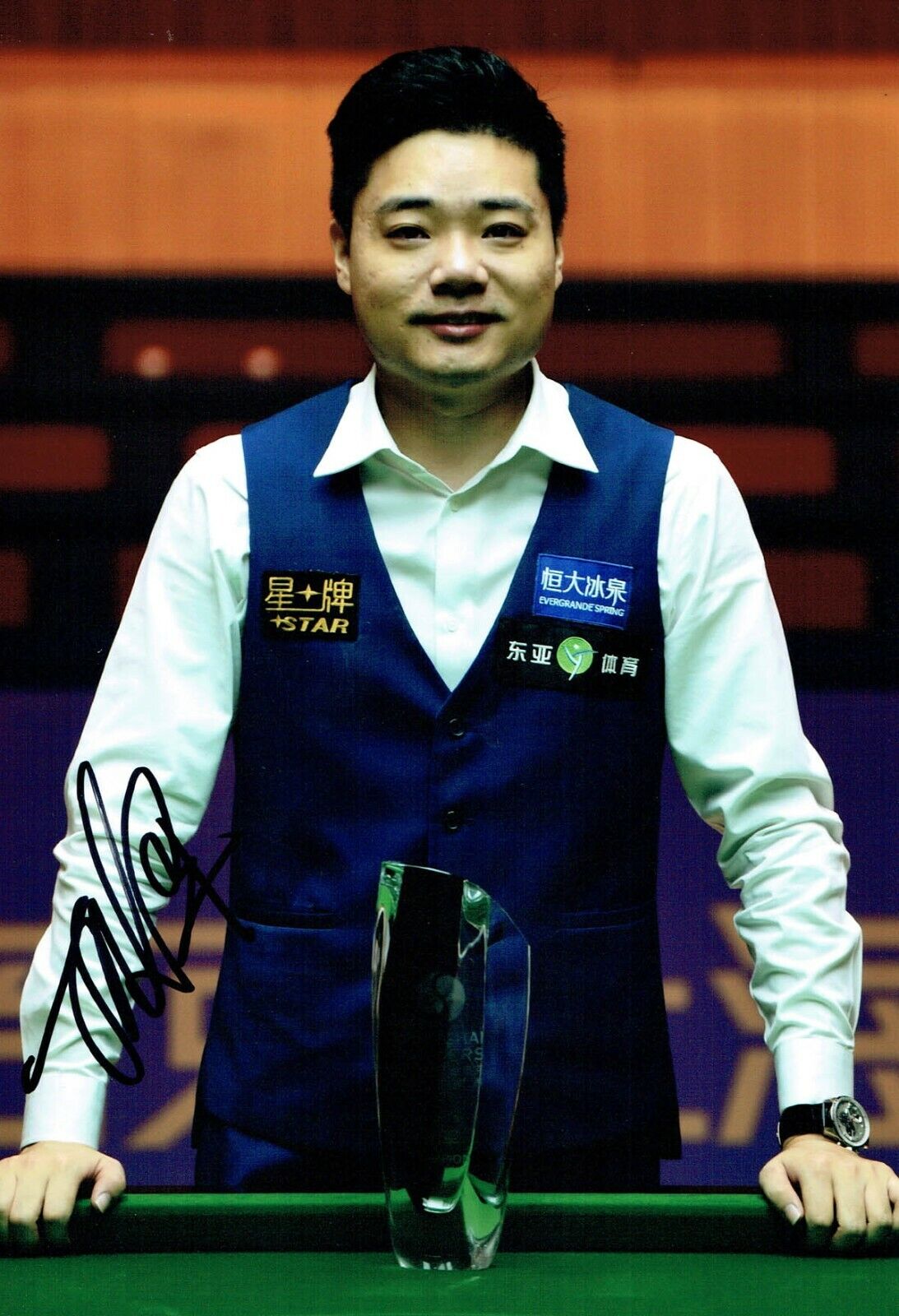 Ding JUNHUI 2017 Signed Autograph Photo Poster painting SNOOKER Sheffield Crucible AFTAL RD COA