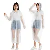 10Pcs Rain Ponchos with Drawstring Hood Waterproof Emergency Raincoat for Adults