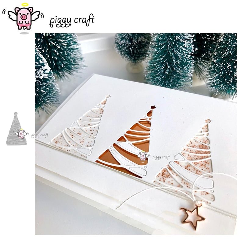Piggy Craft metal cutting dies cut die mold Star christmas tree Scrapbook paper craft knife mould blade punch stencils dies