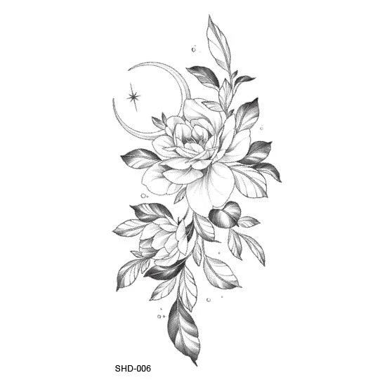 Waterproof Temporary Tattoo Black Sketchs Flowers Animal Tattoo Stickers Flash Fake Body Tattoos for Women tatuajes temporales