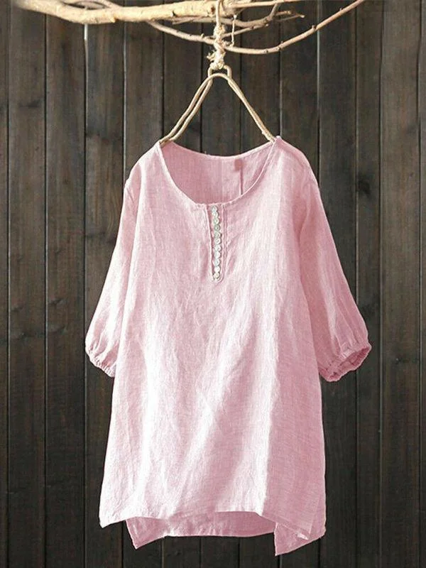 Solid Color Loose Short Sleeve Shirt