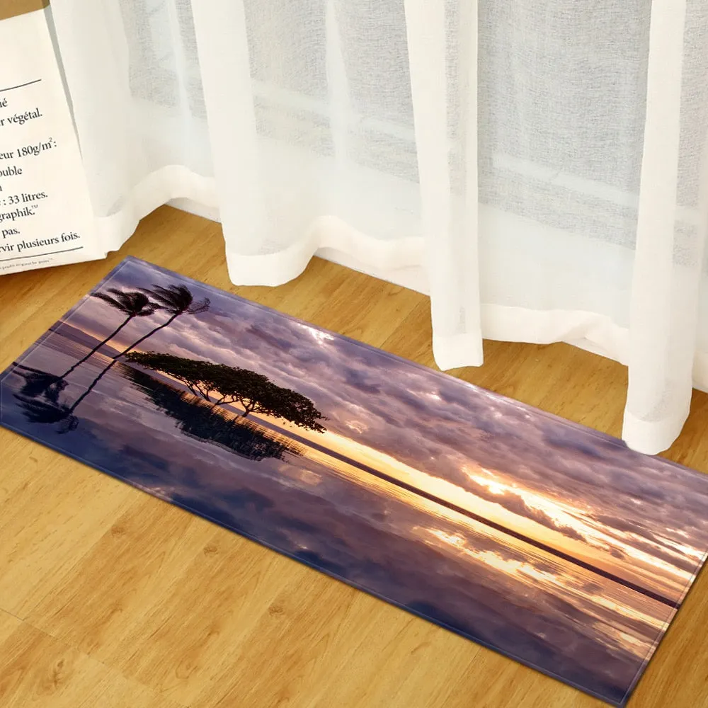 Kitchen Carpet Home Bedroom Entrance Doormat Hallway Balcony  Floor Mat Landscape Pattern Bathroom Non-Slip Water Absorption Rug