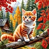 Diamond Painting-5D Full Round Drill Cat in the Woods(40*40 CM)
