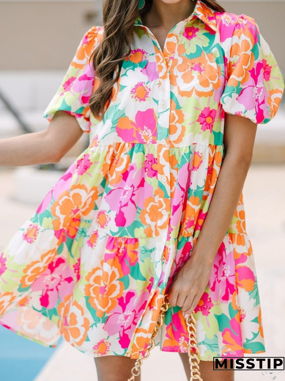 Charming Floral Print Dress