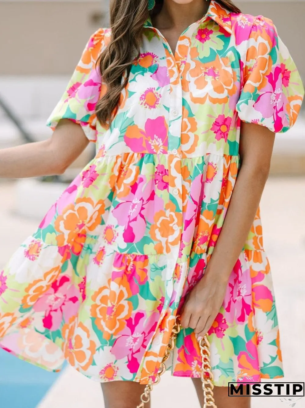 Charming Floral Print Dress