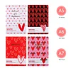 8PCS Loving Pink Red Heart Design A5 / A6 / A7 Girls Portable Writing Paper Notebooks Diary Meeting Stationery Gift