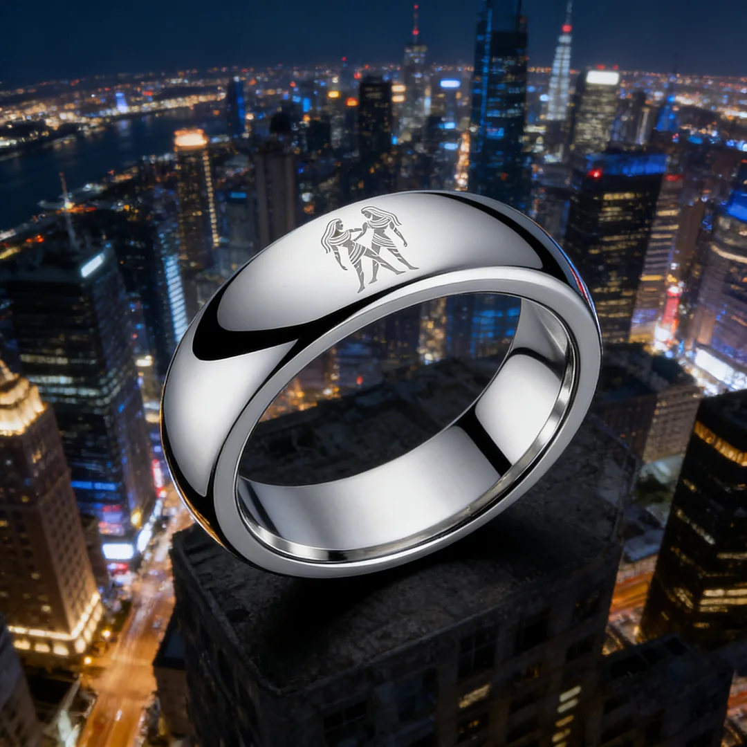 Womens Or Mens Gemini Tungsten Carbide Wedding Rings Sliver Domed Top Couples Bands 4MM 6MM 8MM