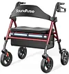 Soundfuse Bariatric Walker for Seniors with Extra Wide Seat, 500lb Heavy Duty Rollator Walker,  Handle & Seat Height Adjustable, Foldable Rolling Walkers with 8" All-Terrain Wheels