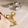 Waterdrop Zircon 18K Golden Silver Ring