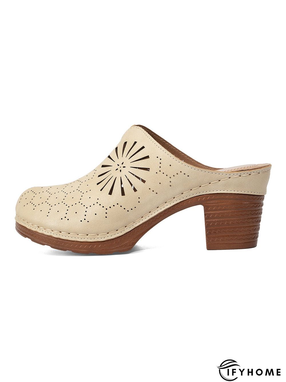 Vintage Plus Size Hollow out Chunky Heel Mules | IFYHOME