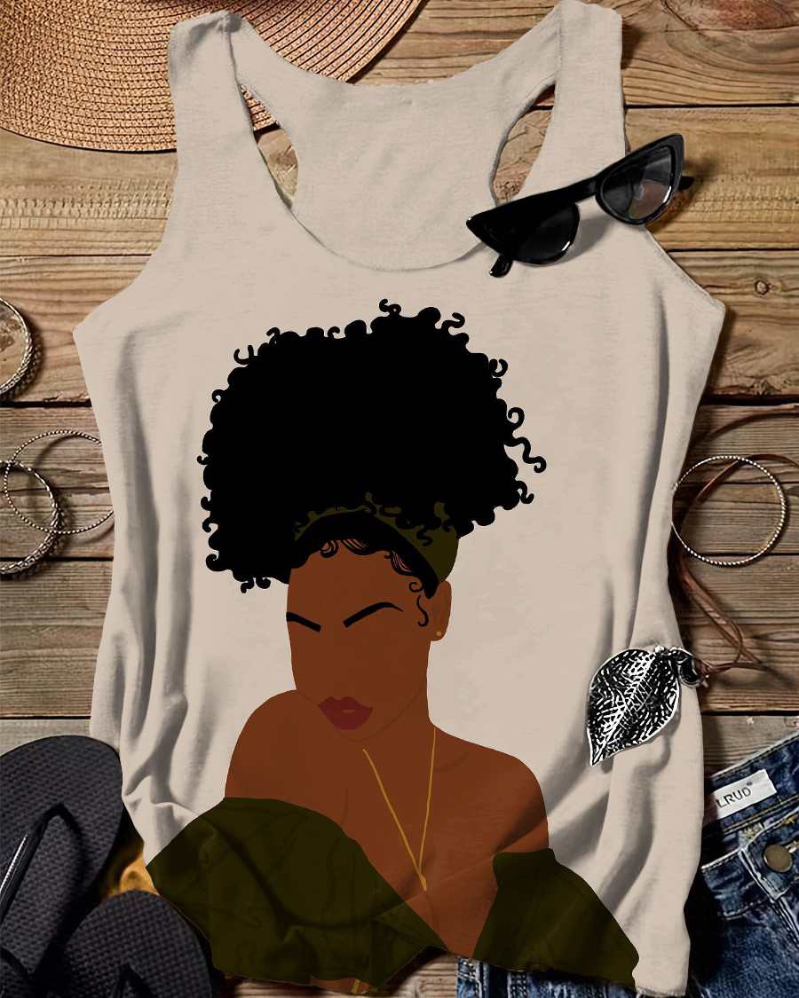Gold Necklace Afro Woman Tank Top