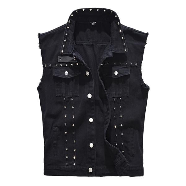 Men's Casual Rivet Denim Vest