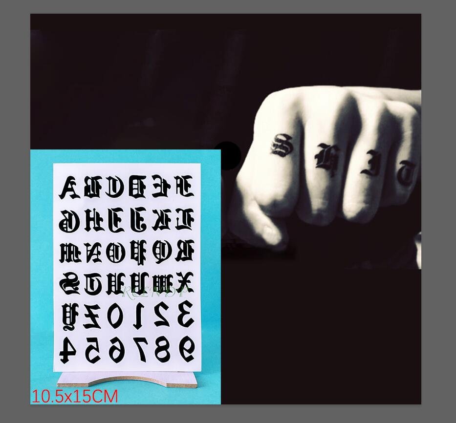 Waterproof Temporary Tattoo Sticker English letter Arabic numerals Fake Tatto Flash Tatoo Hand Arm Finger Tato for Women Men Boy