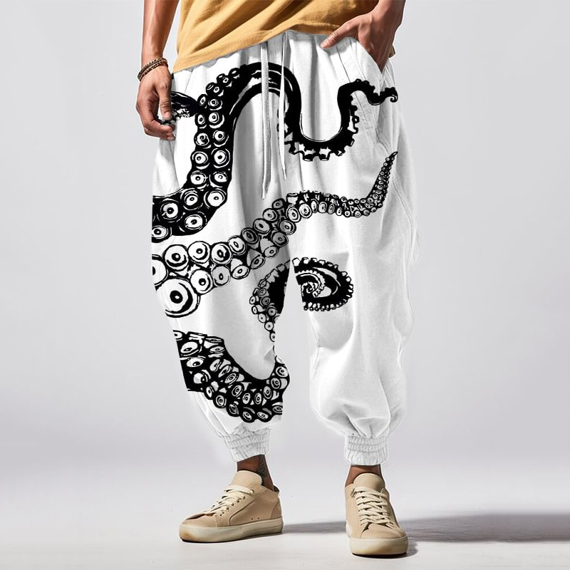 Octopus Tentacles Art Graphic Print Casual Loose Drawstring Sweatpants wearshes