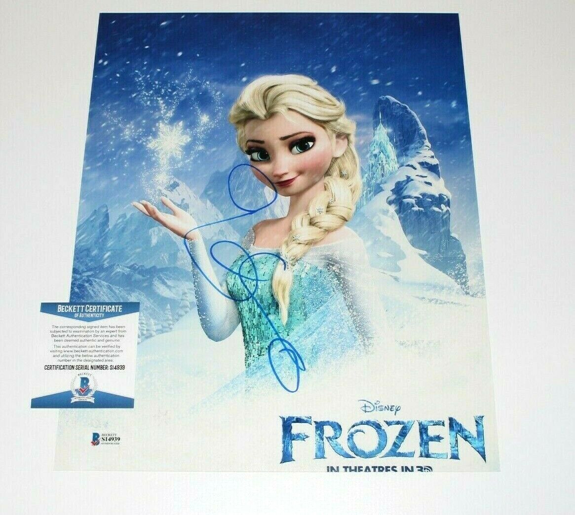 IDINA MENZEL SIGNED FROZEN 'ELSA' 11x14 MOVIE Photo Poster painting BECKETT COA WICKED DISNEY 2