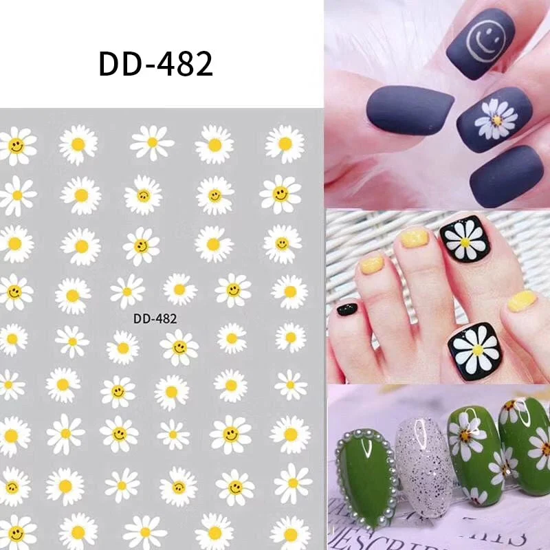 3D Rose Flowers Butterfly Sticker Sliders for Nails Elegant Leaf Floral Design Decals DIY Nail Art Decorations