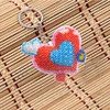 (US Only)Heart DIY Beads Needlework Keychain Craft Mosaic Beads Embroidery Keyrings Art