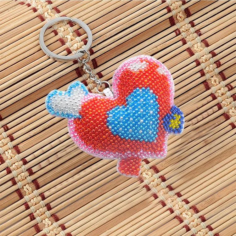 Bead Embroidery Keychain - Heart 6.5*6CM