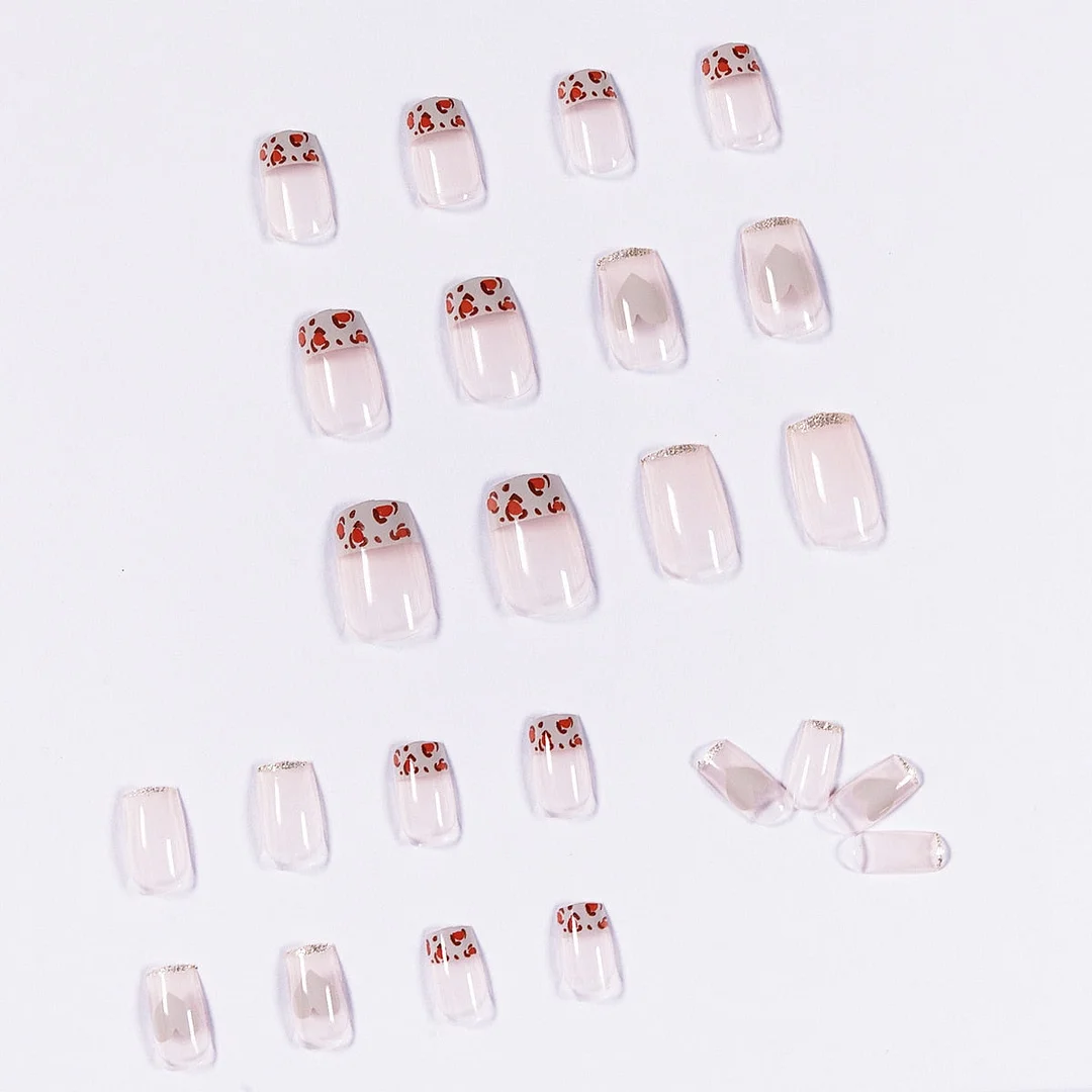 24pcs Leopard Fake Nails Full cover Fake Nails Glue DIY Manicure Nail Art Tools-Nail Inspo