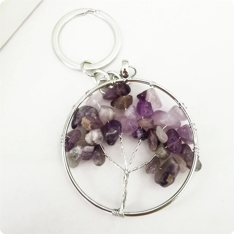 Elegant Minimalist Life Tree Crystal Copper Plating Keychain