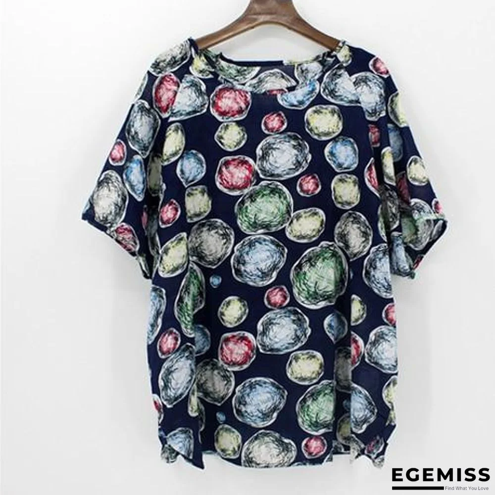 4XL Plus Size Women Batwing Casual Tops Tees Floral Print Cotton Linen Blouses | EGEMISS