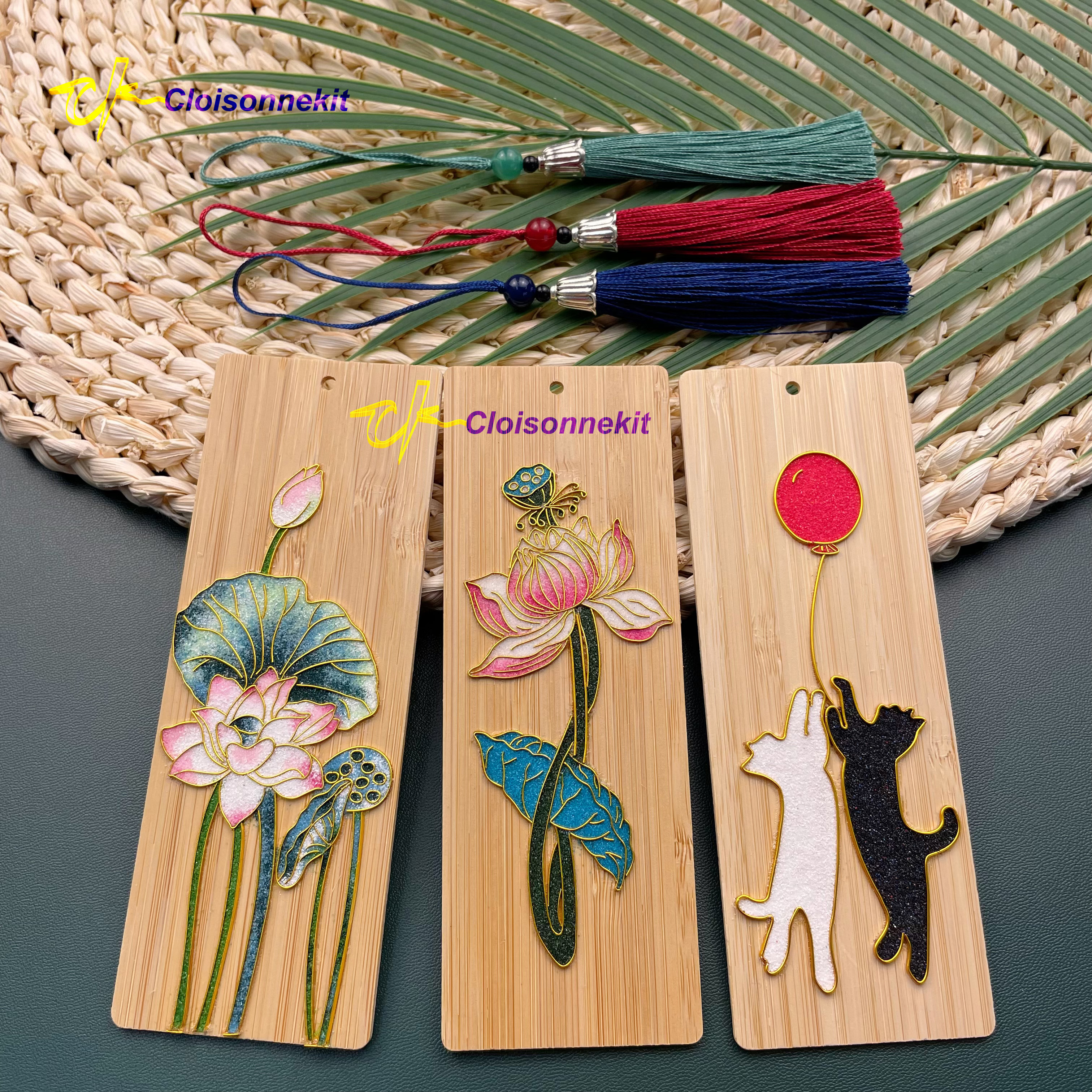 Lotus Bookmarks Cloisonne Painting Art Kits - Cloisonnekit