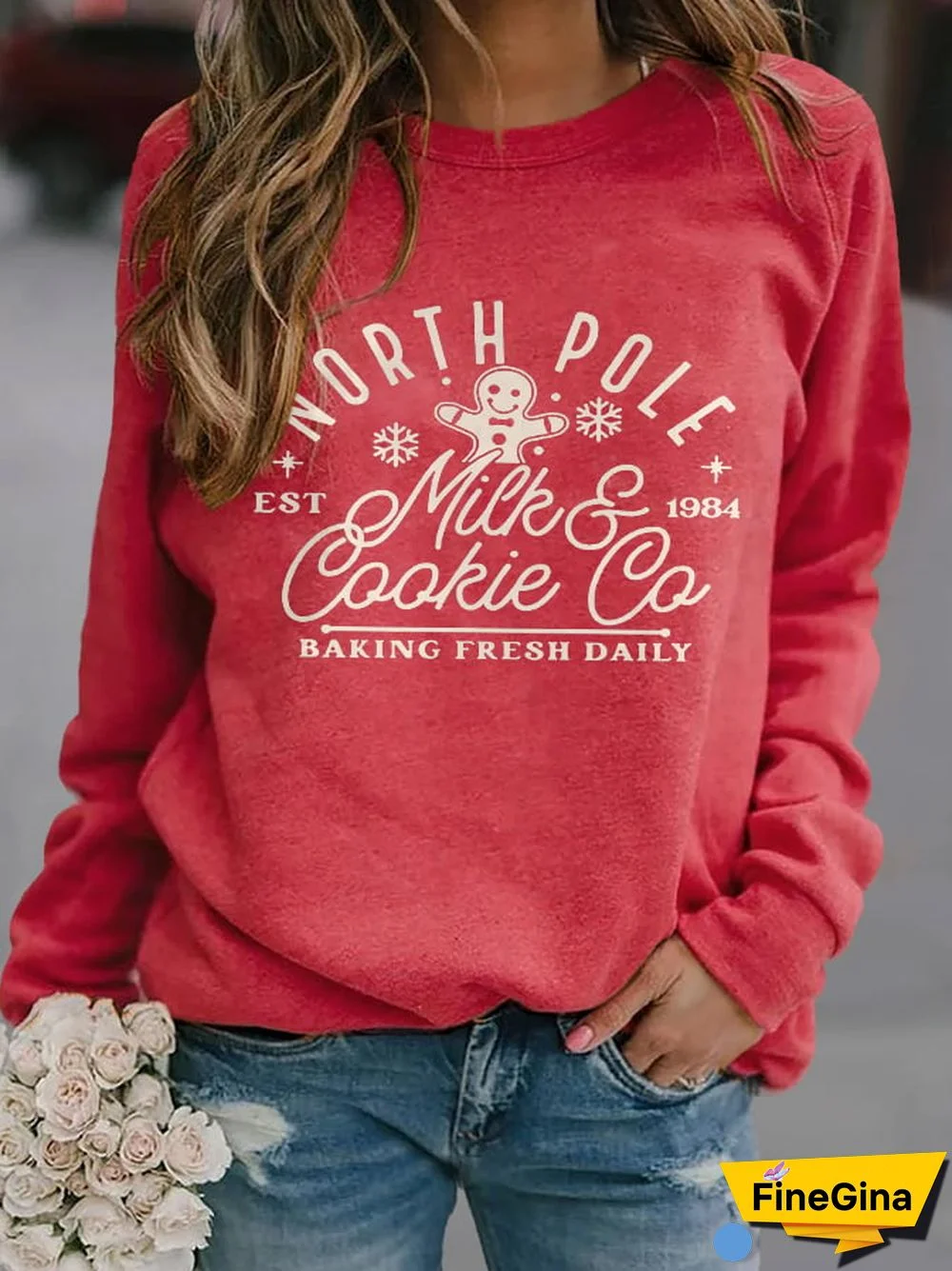 Casual Christmas Print Long Sleeve Sweatshirt