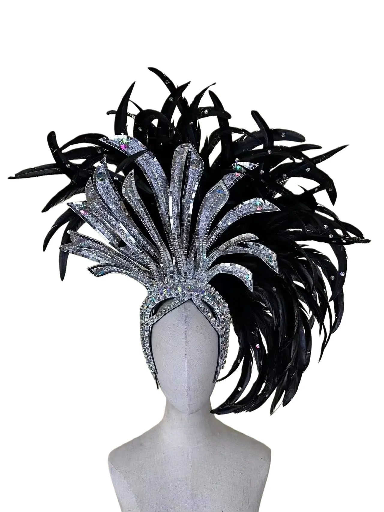 VCSHOES Feather headdress samba costume carnival halloween party bar performance hat makeup dance wings parade
