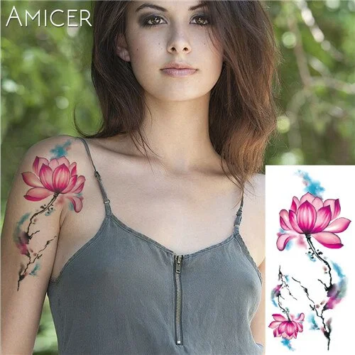 sexy romantic dark rose flowers Tattoo sleeve flash henna tattoos fake Waterproof temporary tattoos stickers translated tattoos