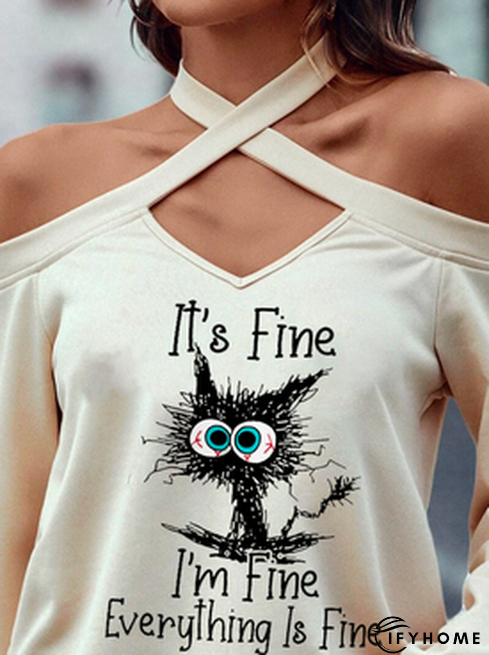 Knitted Casual Halter Cat Sweatshirt | IFYHOME