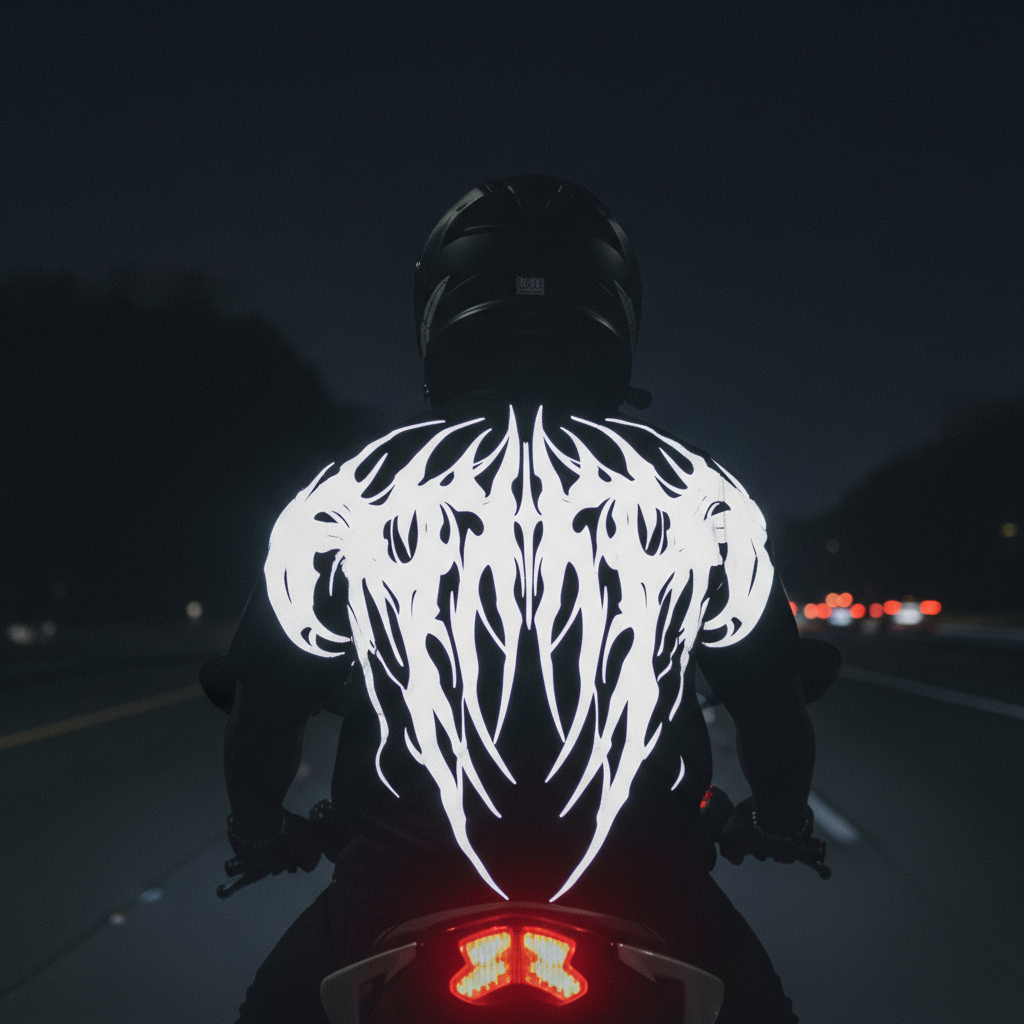 Street Motorcycle Riding Reflective Graphic Cotton Oversized Short-sleeved T-shirt