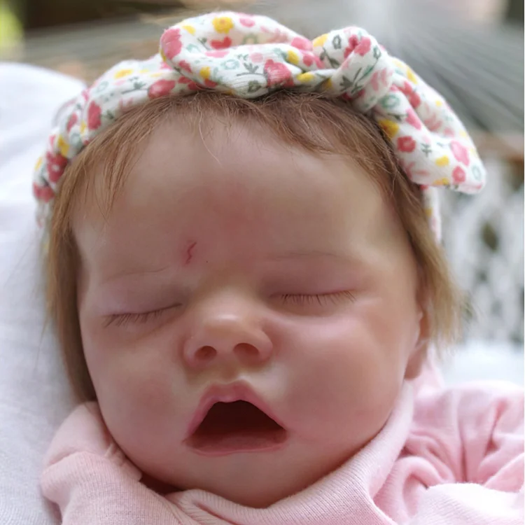 12'' Real Lifelike Handmade Sleeping Reborn Baby Soft Silicone Body Doll Girl Named Prinssy with Brown Hair