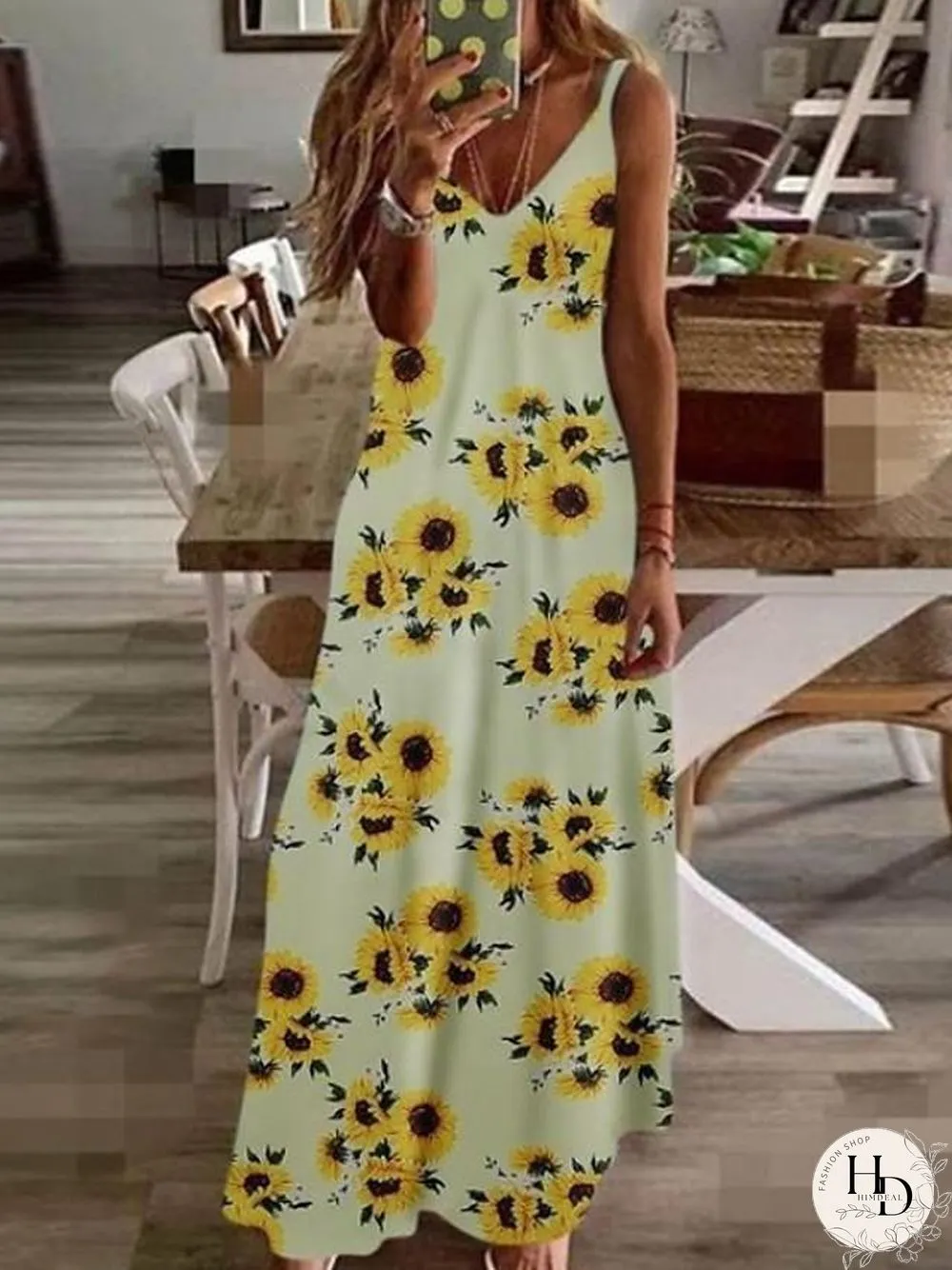 Maxi Long Sleeveless Floral Summer Dress