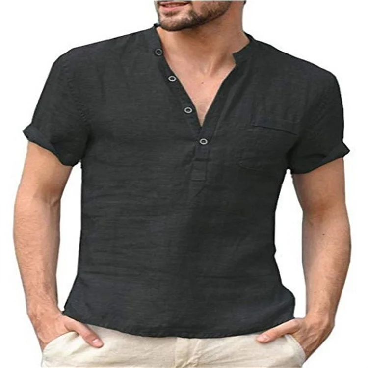 Traceeye Summer New Men's Short-Sleeved T-shirt Cotton and Linen Led Casual Men's T-shirt Shirt Male Breathable top