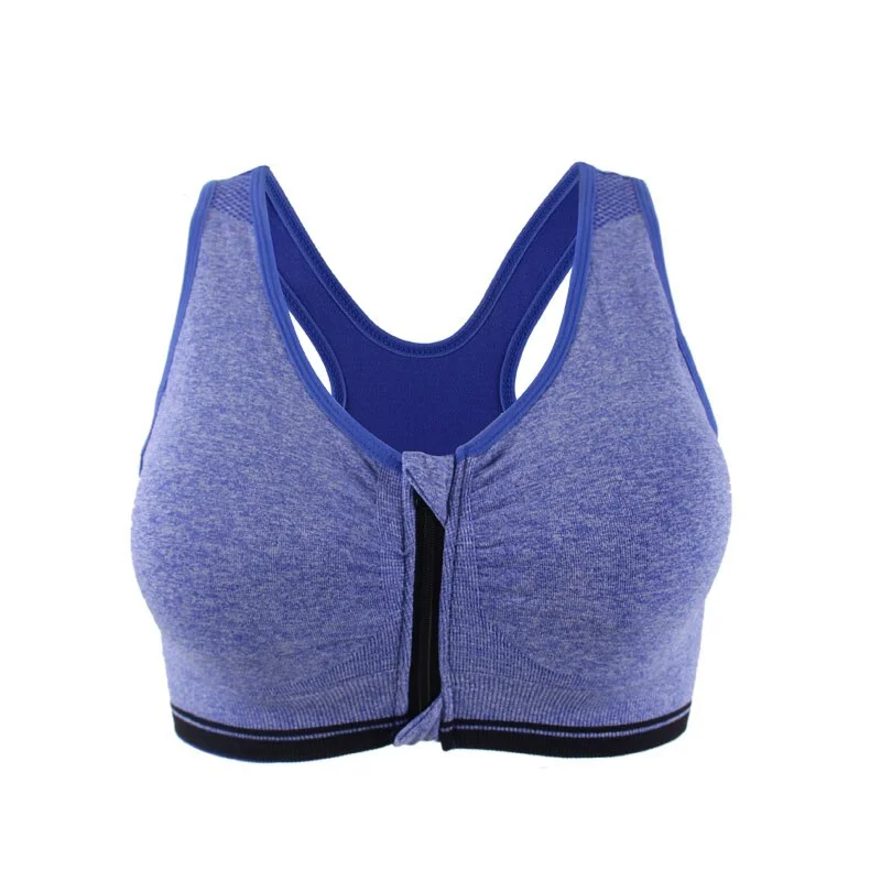 Plus Size M-3XL Zipper Push Up Sports Bra For Women Shockproof Padded Fitness Yoga Bras Athletic Gym Running Sports Tops Vest
