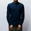 Gioiacombo&trade; Camicia da uomo a maniche lunghe in cotone e lino casual retr&ograve;