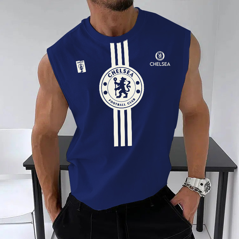 Men's Football Team Logo Print Jersey Casual Fitness Sleeveless Vest / TECHWEAR CLUB / Techwear